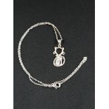 SILVER CRYSTAL CAT PENDANT AND CHAIN
