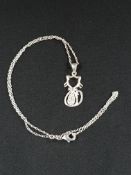 SILVER CRYSTAL CAT PENDANT AND CHAIN