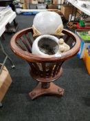 WOODEN PLANTER AND 3 ANIMAL PLANTERS