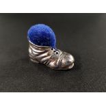 VINTAGE HALLMARKED SILVER 'OLE BOOT' PIN CUSHION