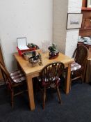 PINE DINING TABLE AND 4 CHAIRS