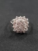 18 CARAT WHITE GOLD AND DIAMOND CLUSTER RING