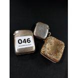 2 ANTIQUE SILVER AND BRASS VESTA CASES