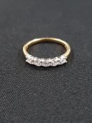 18 CARAT GOLD 5 STONE DIAMOND RING (HALF CARAT)