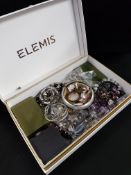 BOX OF JEWELLERY, WATCHES AND SILVER