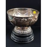 ANTIQUE SILVER ROSE BOWL ON STAND LONDON 1908 327 GMS