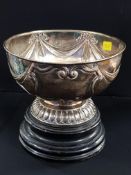 ANTIQUE SILVER ROSE BOWL ON STAND LONDON 1908 327 GMS