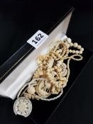 BOX OF ANTIQUE BONE CARVED JEWELLERY