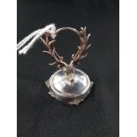 HALLMARKED SILVER STAG HEAD CARD HOLDER BIRMINGHAM 1909