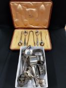 QUANTITY ANTIQUE SPOONS , NAPKIN RINGS AND PEPPER 294 GMS PLUS PART SET SILVER SPOONS