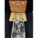 QUANTITY ANTIQUE SPOONS , NAPKIN RINGS AND PEPPER 294 GMS PLUS PART SET SILVER SPOONS