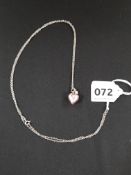 SILVER, PEARL AND ENAMEL HEART ON SILVER CHAIN