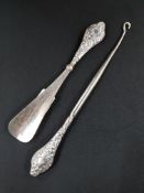 SILVER HANDLED SHOE HORN AND LACE HOOK