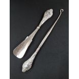 SILVER HANDLED SHOE HORN AND LACE HOOK