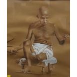 FRAMED 'GHANDI' PASTEL SIGNED CARDARELLI 76