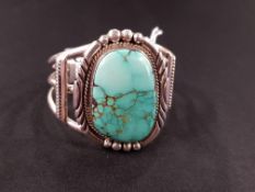 SILVER AND TURQUOISE CUFF BANGLE 70GMS
