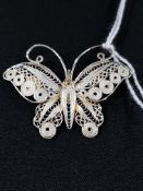 SILVER FILIGREE BUTTERFLY BROOCH