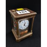 ANTIQUE MINIATURE BRASS AND ENAMEL CARRIAGE CLOCK BY ELLIOTT AND SONS, LONDON