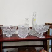 2 DECANTERS AND CUT GLASS WARE