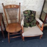 EDWARDIAN TUB CHAIR AND 1 OTHER