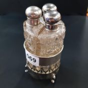ANTIQUE SILVER AND CUT GLASS DRESSING TABLE PERFUME SET