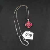 RUBY SILVER DROP ON SILVER CHAIN