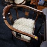 ANTIQUE INLAID TUB CHAIR