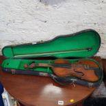 OLD VIOLIN, BOW AND CASE