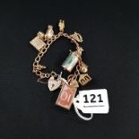 9 CARAT GOLD CHARM BRACELET 26.5G