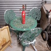 GARDEN TABLE AND 3 CHAIRS