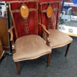 2 EDWARDIAN INLAID CHAIRS