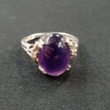SILVER AMETHYST AND DIAMOND RING