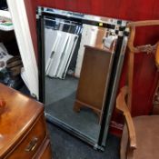 LARGE BLACK AND SILVER WALL MIRROR