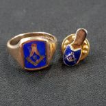 MASONIC GOLD RING AND BADGE