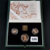 2000 UK GOLD PROOF THREE COIN SOVEREIGN COLLECTION COMPRISING HALF SOVEREIGN, SOVEREIGN AND DOUBLE