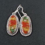 SILVER BLOODSTONE EARRINGS