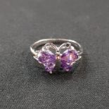 9 CARAT GOLD AND AMETHYST BUTTERFLY RING