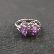 9 CARAT GOLD AND AMETHYST BUTTERFLY RING