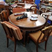ANTIQUE DINING TABLE AND 6 CHAIRS