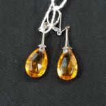 PAIR OF SILVER CITRINE EARRINGS