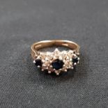 9 CARAT GOLD SAPPHIRE AND DIAMOND RING