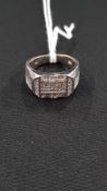 GENTS SILVER AND DIAMOND CHIP RING