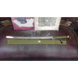 JAPANESE SWORD AND TANTO BLADE, 35 INCHES LONG, TANTO BLADE WITH JAPANESE SYMBOLS COMPLETE WITH