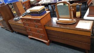 CHEST OF DRAWERS AND 2 DRESSING TABLES
