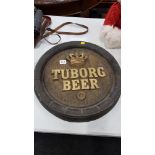 TUBORG BEER ADVERTISING BARREL SIGN