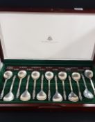 SET SOLID SILVER CASED APOSTAL SPOONS