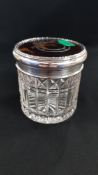 SILVER AND TORTOISESHELL TOPPED DRESSING TABLE JAR