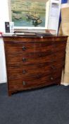 GEORGIAN BOW FRONTED CHEST OF DRAWERS
