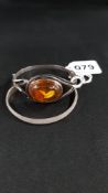SILVER AND AMBER BANGLE AND 1 OTHER
