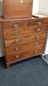 ANTIQUE 2 OVER 3 GRADUATED CHEST OF DRAWERA